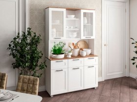 Буфет Катерини (дуб бельмунд/белое дерево) в Лебедином - lebedinyj.mebel-nsk.ru | фото