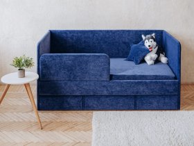 Диван-кровать Happy (синий) в Лебедином - lebedinyj.mebel-nsk.ru | фото