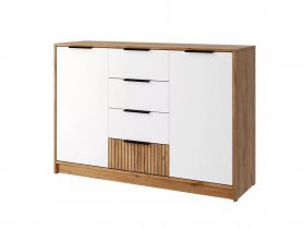 Комод КМ-002 Ивис (дуб крафт золотой/белый) в Лебедином - lebedinyj.mebel-nsk.ru | фото