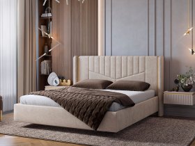 Кровать двуспальная 1,6м Диор (кашемир суфле (велюр)) в Лебедином - lebedinyj.mebel-nsk.ru | фото
