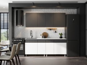 Кухонный гарнитур София (2,0м) (бланж/графит матовый) в Лебедином - lebedinyj.mebel-nsk.ru | фото