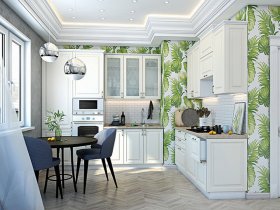 Модульная кухня Ницца (дуб кремовый) в Лебедином - lebedinyj.mebel-nsk.ru | фото