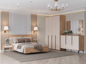 Модульная спальня Сицилия (дуб альпийский/тефия) в Лебедином - lebedinyj.mebel-nsk.ru | фото