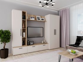 Модульная стенка Верона (сатин/дуб крафт серый) в Лебедином - lebedinyj.mebel-nsk.ru | фото