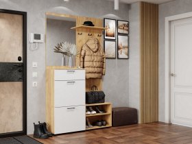 Прихожая Монтана (дуб крафт золотой/белый) в Лебедином - lebedinyj.mebel-nsk.ru | фото