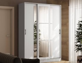Шкаф-купе 1,6м «Стиль-2» (белый) в Лебедином - lebedinyj.mebel-nsk.ru | фото