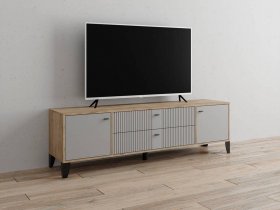 Тумба под ТВ Парус-10 (дуб крафт серый/серый) в Лебедином - lebedinyj.mebel-nsk.ru | фото