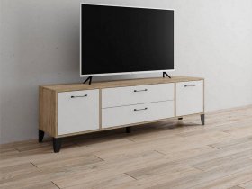 Тумба под ТВ Парус-13 (дуб крафт серый/белый) в Лебедином - lebedinyj.mebel-nsk.ru | фото