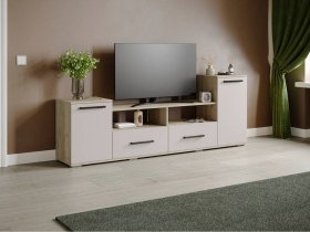 Тумба под ТВ Парус-2 (дуб крафт серый/кашемир) в Лебедином - lebedinyj.mebel-nsk.ru | фото